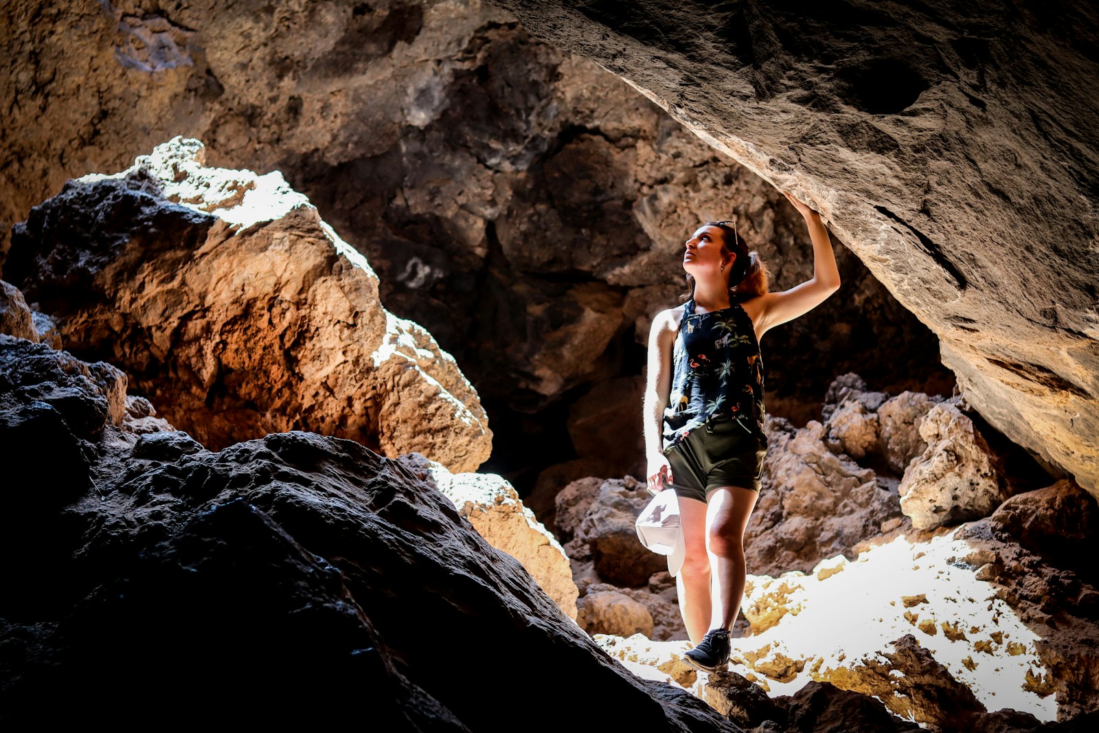 hiking in lava rock tubes in Snow Canyon State Park