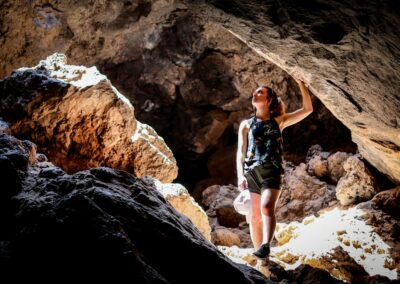 hiking in lava rock tubes in Snow Canyon State Park