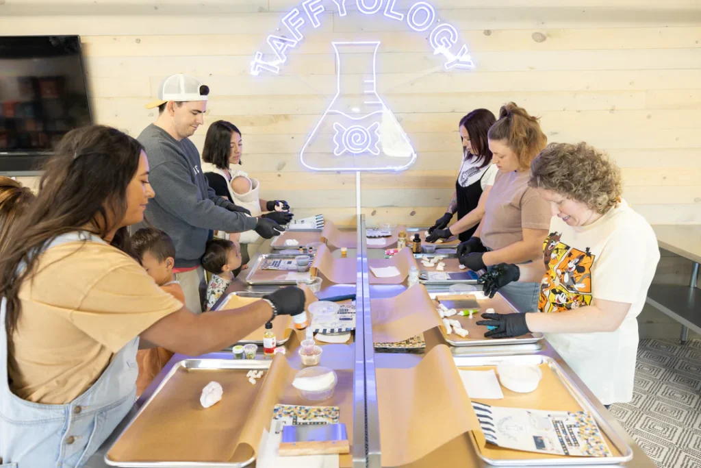 Taffy making at the Taffy Shop in Santa Clara