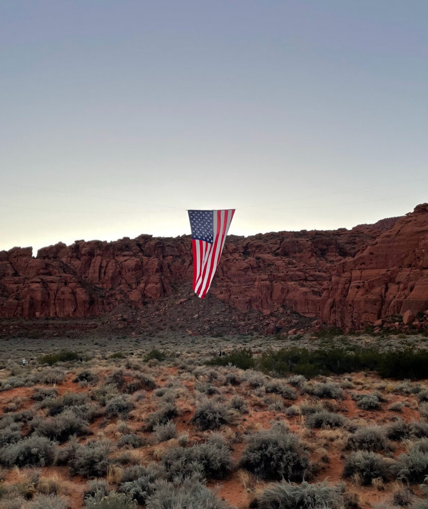 American Flag flying in Snow Canyon State Park